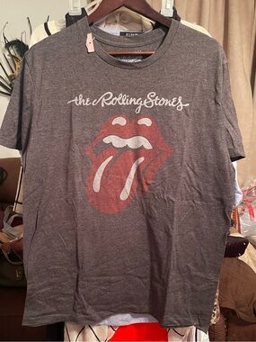 The Rolling Stones Men’s Graphic Tee - Gray with Red Logo